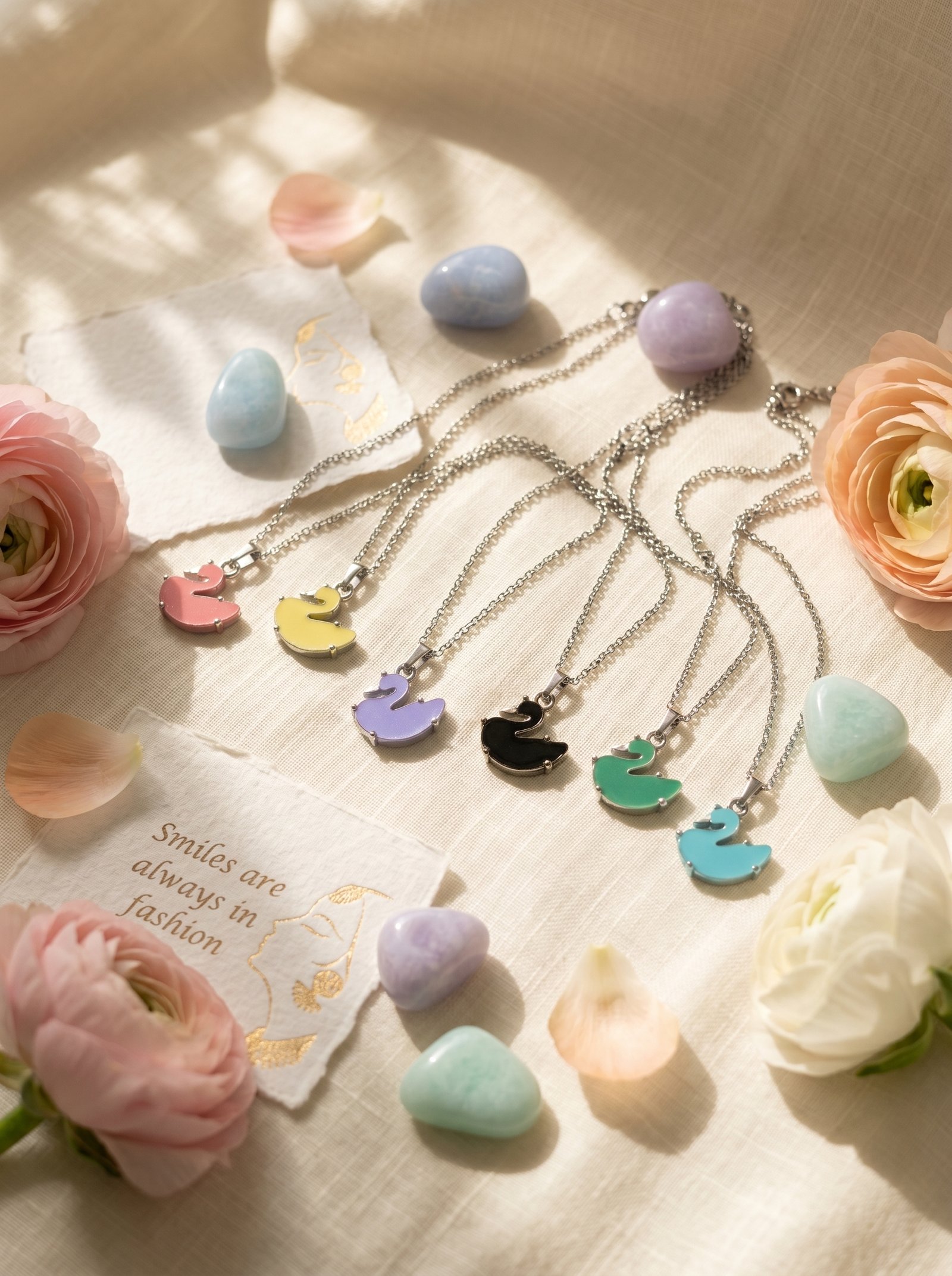 Lightweight Stainless Steel Duck Pendant Necklace Set (4)