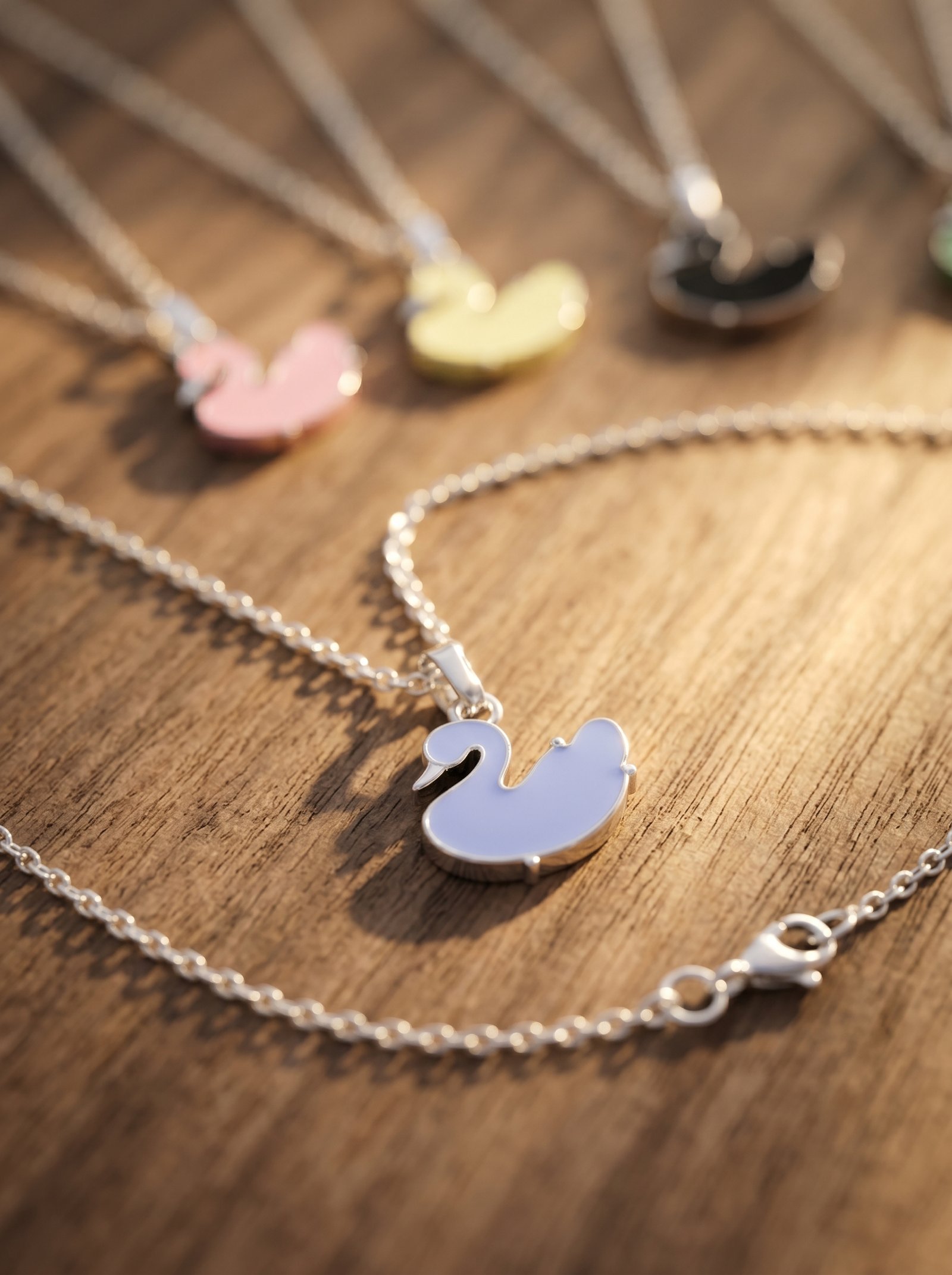 Lightweight Stainless Steel Swan Pendant Necklace Set | Multi-Colour Daily Wear Jewellery | Trendy Ladies Chain