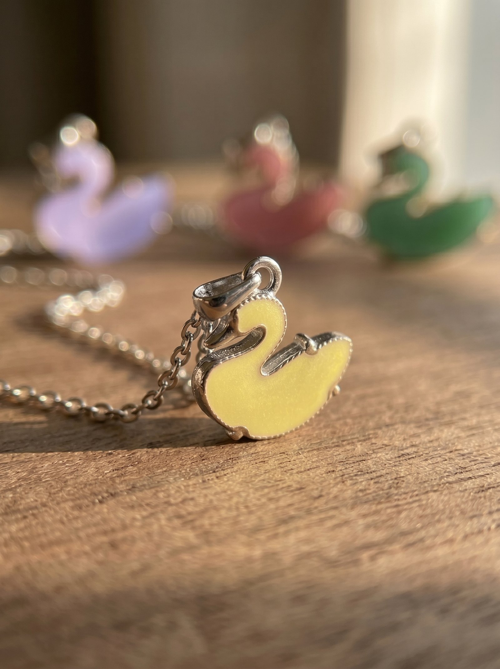 Lightweight Stainless Steel Swan Pendant Necklace Set | Multi-Colour Daily Wear Jewellery | Trendy Ladies Chain