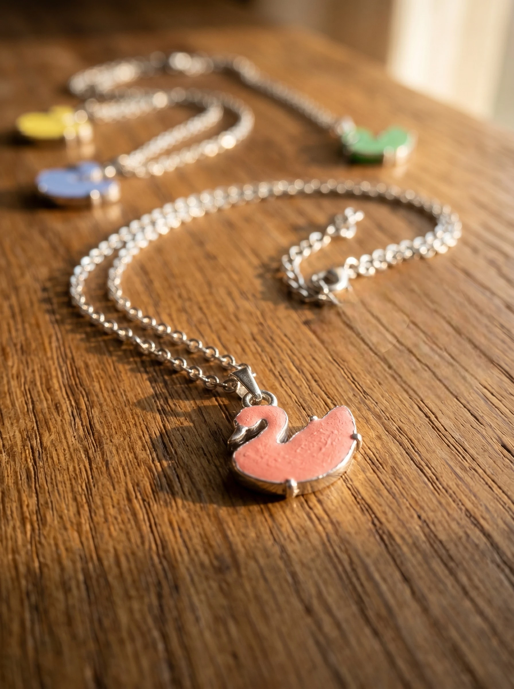 Lightweight Stainless Steel Swan Pendant Necklace Set | Multi-Colour Daily Wear Jewellery | Trendy Ladies Chain