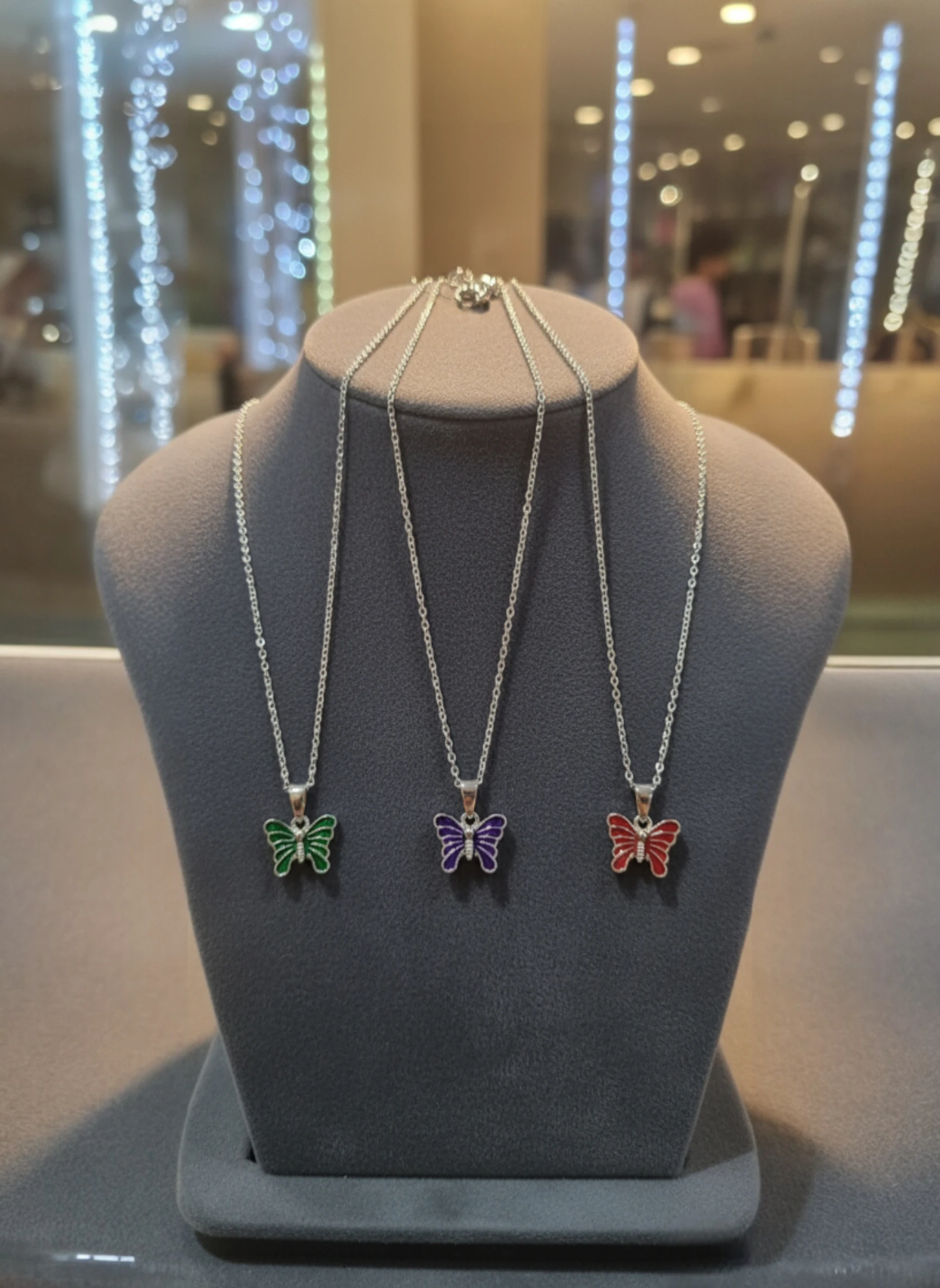 Butterfly Necklace Set – Lightweight Multi-Color Variants (Green, Purple, Red, Blue) – Indian Tone Collection