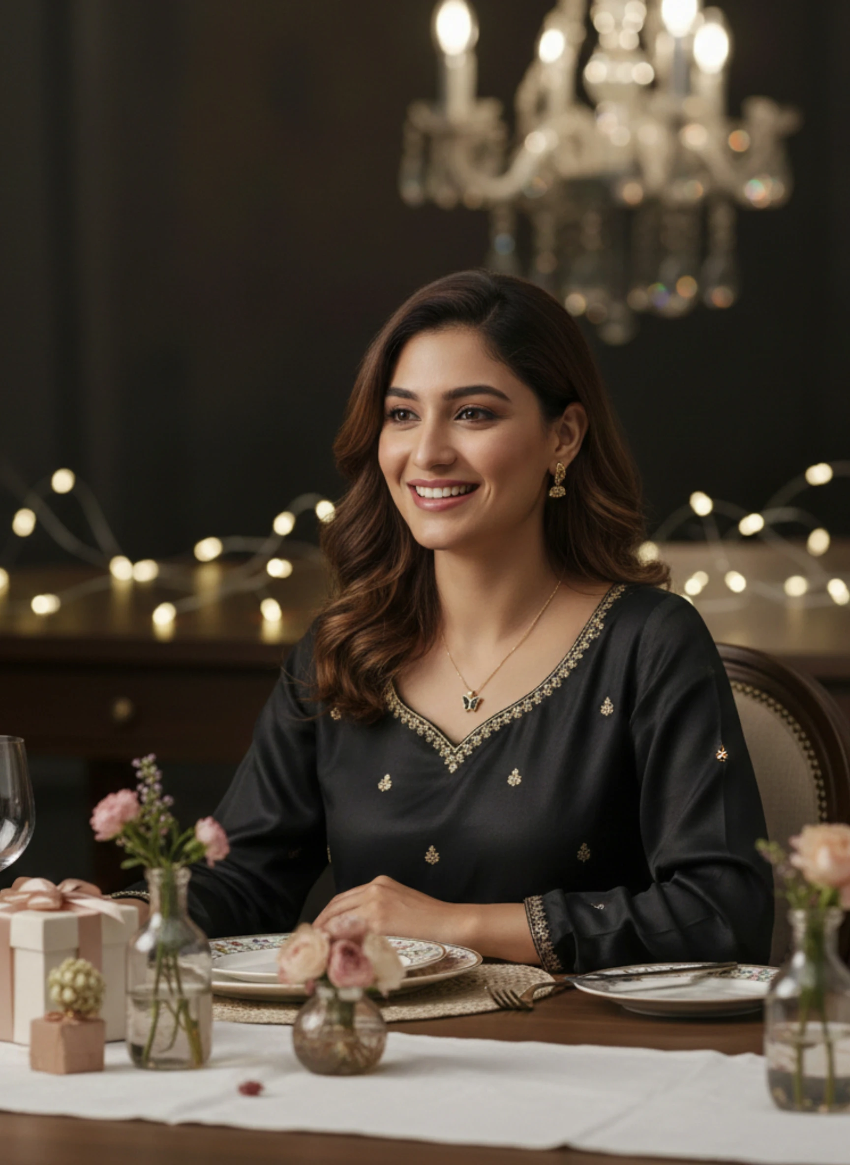 Golden Flutter Black Butterfly Necklace