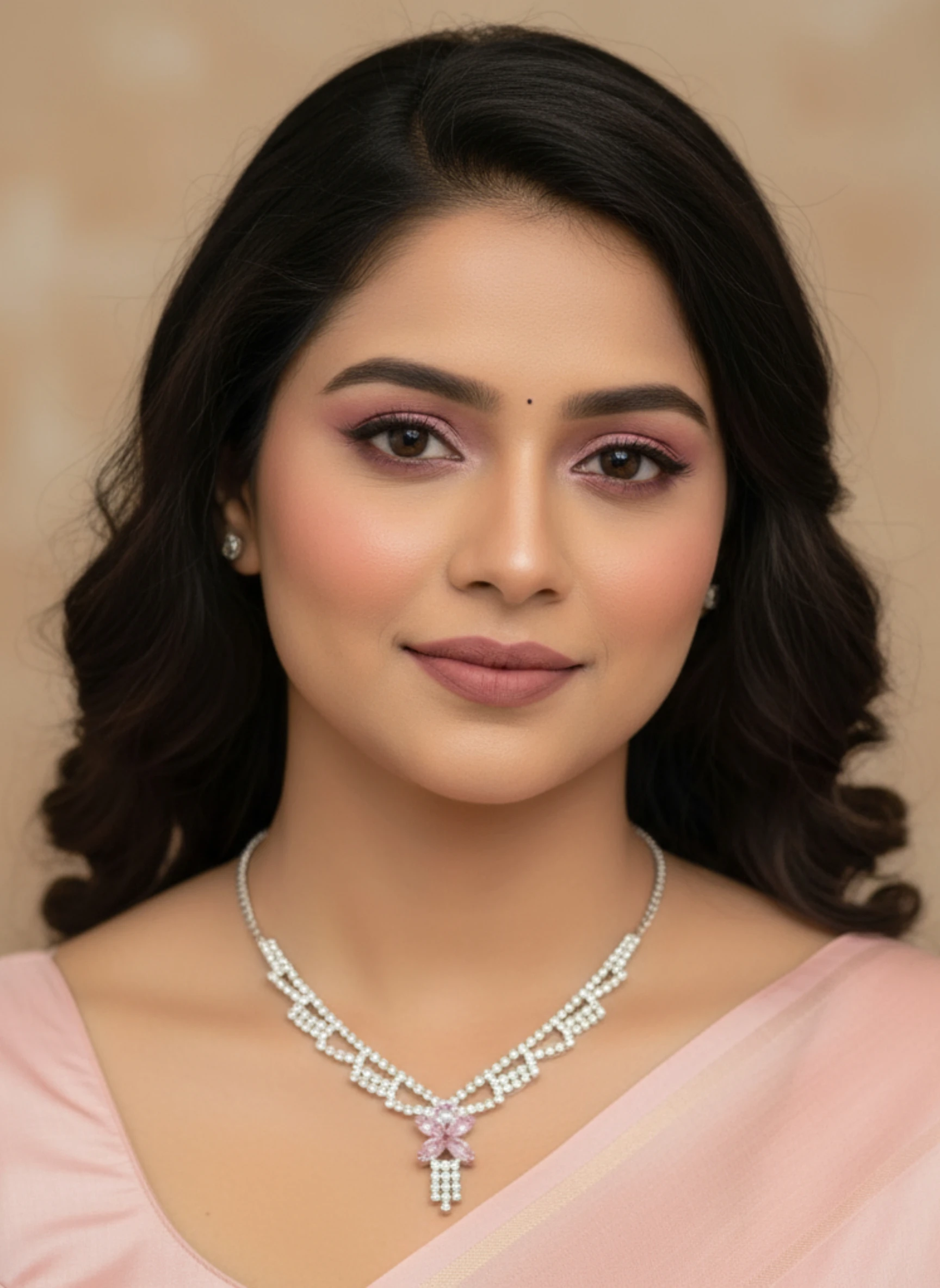 Lightweight American Diamond Necklace Set with Pink Stone – Elegant Partywear Jewellery by Avadhara